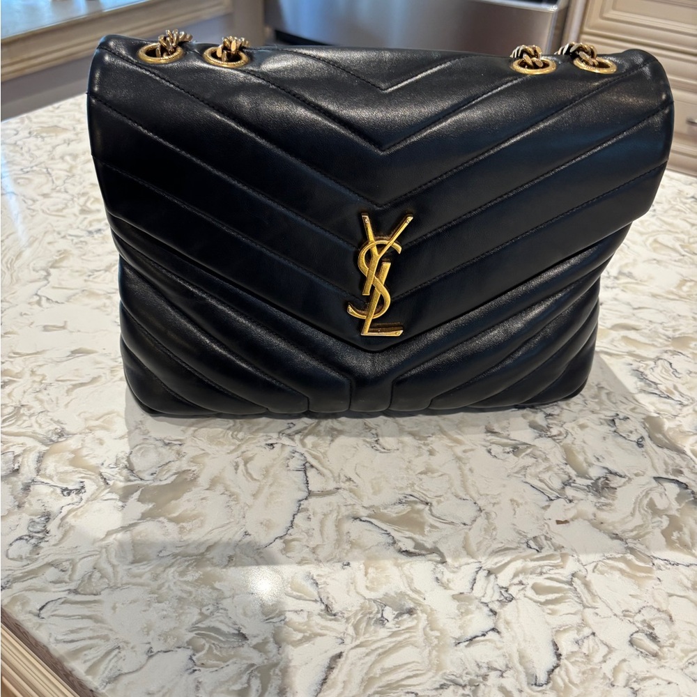Yves Saint Laurent Black Quilted Leather Bag Medium Lou Lou